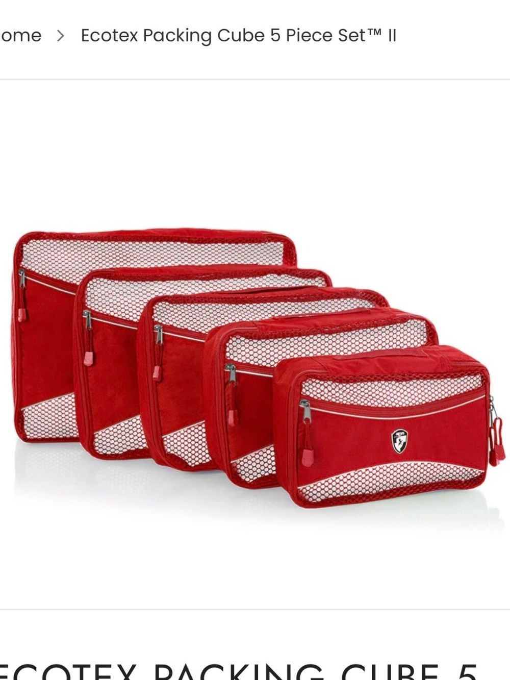 Heys Ecotex Red Packing Cube Set - 5 Piece Travel Organizer